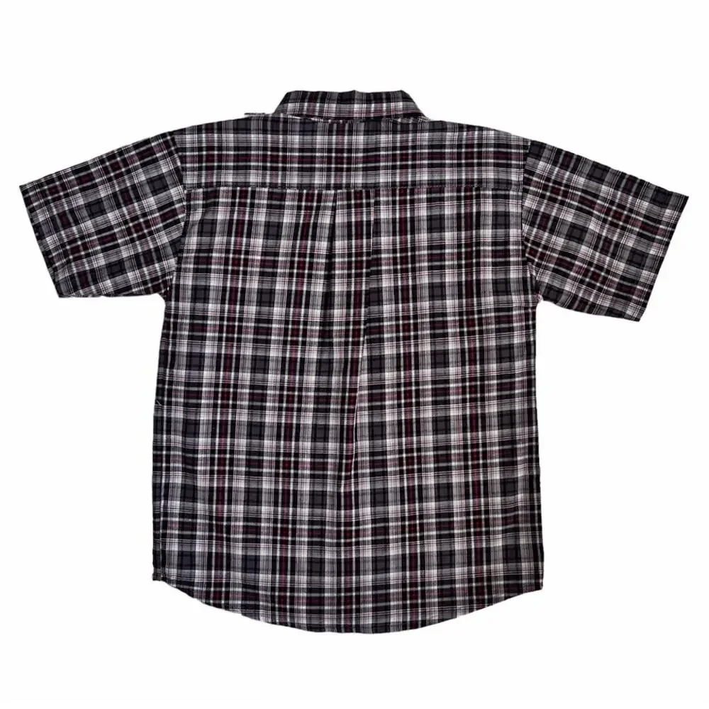 🌵3/$20 GAP Boys Plaid Button Down Shirt Size 8 Brown Red Short Sleeve Cotton